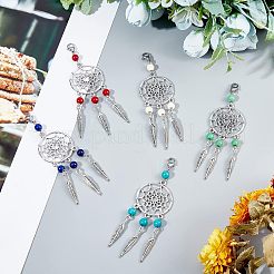 25 pieza de colgantes grandes de turquesa sintética teñida en 5 colores&nbsp;HJEW-NB0001-17