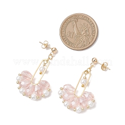 Веерные стеклянные серьги-гвоздики&nbsp;EJEW-MZ00674-02