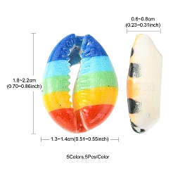 40шт 5 вида печатных натуральных бусин из ракушек каури SHEL-FS0001-05