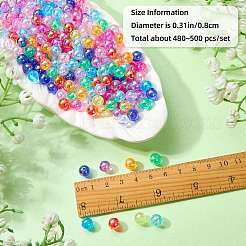 140g UVメッキ透明アクリルビーズ  虹色の  ラウンド  ミックスカラー  8mm  140 G /セッティング&nbsp;OACR-SZ0001-54