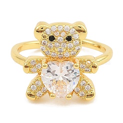 Открытые манжеты из латуни с микро-паве и кубическим цирконием для женщин RJEW-S392-02G-B