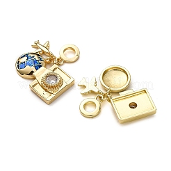 Европейские подвески-шармы из латуни с эмалью в виде самолета KK-M309-18G-01