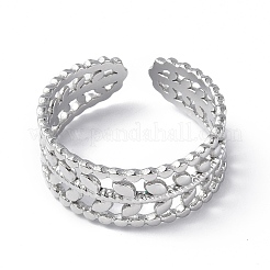 変色しない304ステンレススチールの葉っぱの枝のオープンカフリング、女性用  ステンレス鋼色  内径：17mm&nbsp;RJEW-C046-02P