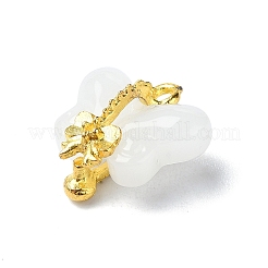 ガラスチャーム  合金パーツ  蝶  ゴールドカラー  ホワイト  15.5x14.5x7.5mm  穴：1.5mm&nbsp;GLAA-I054-01A