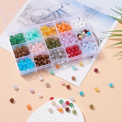 450шт 15 цвета круглые акриловые бусины с имитацией драгоценных камней OACR-YW0001-19