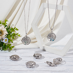 10 шт. филигранные плоские круглые латунные подвески-клетки&nbsp;KK-SC0005-91