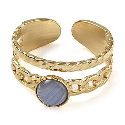 Кольца из синтетического голубого кружевного агата&nbsp;RJEW-U027-06G-09