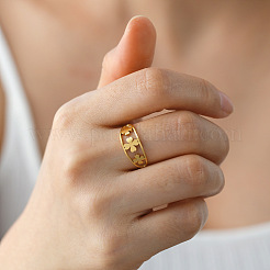 Кольцо-манжета из нержавеющей стали 304 с открытыми краями в форме клевера RJEW-F149-04G