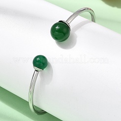 Bracelets torque en acier inoxydable 304 et pierres précieuses naturelles&nbsp;BJEW-H644-10P