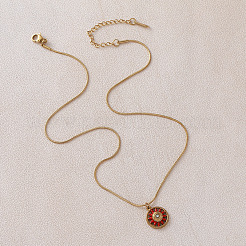 Colliers pendentifs vintage européens en acier inoxydable 304 émaillé rouge en forme de fleur pour femmes&nbsp;WS4572