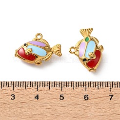 304ステンレススチールエナメルペンダント  魚のチャーム  イオンプレーティング（ip）  レッド  15x20x6mm  穴：1.3mm&nbsp;SA-L002-18G-02