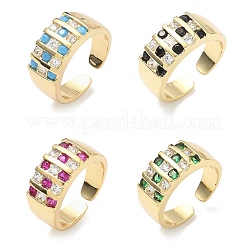 Открытые кольца манжеты из латуни с микропаве и кубическим цирконием&nbsp;RJEW-C158-04G