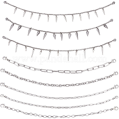 8 шт. 8 стиля панк-стиль цепей Rolo из нержавеющей стали 304 и сплава колпачковых цепей&nbsp;HJEW-SC0002-43