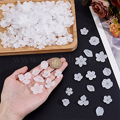 透明アクリルビーズキャップ280種類14個  花  艶消し  ホワイト  15~25x13~26mm  20個/スタイル&nbsp;FACR-AR0001-03