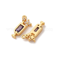 Pendentifs avec zircon cubiques à micro-pavés en laiton&nbsp;KK-K382-28G-01