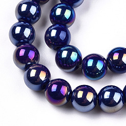 Chapelets de perles en verre opaque électrolytique&nbsp;LS-GLAA-T032-P8mm-AB03
