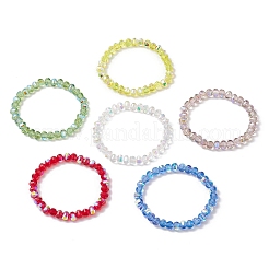 Прозрачные гальванические стеклянные бусины с корейскими эластичными хрустальными нитями браслеты&nbsp;BJEW-JB11687