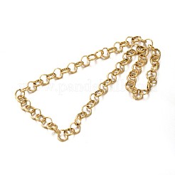 304ステンレススチールローロチェーンネックレス  カニカン付き  溶接されていない  ゴールドカラー  23.6インチ（59.9cm）&nbsp;X-NJEW-O051-02G