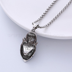 Мужские ожерелья с подвеской в виде черепа волка из нержавеющей стали 304 в стиле ретро-рок-панк KY0684