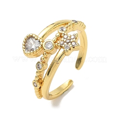Messing Micro Pave Zirkonia Manschette offene Ringe&nbsp;RJEW-C163-11G