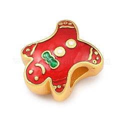 Рождественские латунные эмалевые европейские бусины&nbsp;LS-KK-F922-03C-G