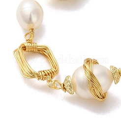 Браслет из латунной проволоки с прямоугольными звеньями BJEW-C051-52G