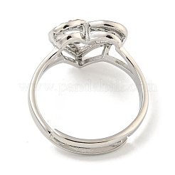 Регулируемые кольца из латуни с микро-паве в форме сердца и стойки для писем для женщин с прозрачным фианитом RJEW-I105-01P-R