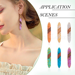 12шт 6 цвета прозрачной смолы и орехового дерева большие подвески WOOD-TA0002-03