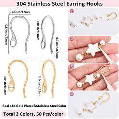 100 шт. 2-х цветные крючки для сережек из нержавеющей стали 304&nbsp;STAS-SC0010-48