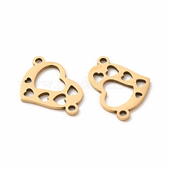201ステンレススチールコネクタチャーム  中空ハートリンク  ゴールドカラー  12x17x1mm  穴：1.4mm&nbsp;STAS-K251-085G