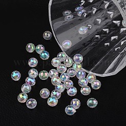 ファセット環境に優しい透明アクリルラウンドビーズ  ABカラー  クリアAB  8mm  穴：1.5mm&nbsp;X-TACR-K001-8mm-22