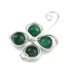 Подвески из натурального изумруда в виде клевера PALLOY-JF02945-03