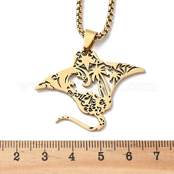 201 подвеска в виде полой рыбы-ската из нержавеющей стали NJEW-H065-29G