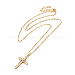 Настоящие 18-каратные позолоченные латунные подвески с микропаве из прозрачных кубических цирконий для женщин&nbsp;LS-NJEW-K381-03B-B