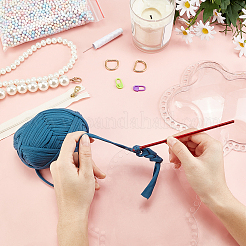 DIYフラワーアクリル透明編みかぎ針編みバッグ作りキット  布コードを含む  アクリル模造真珠チェーン＆バッグカバー  編み針  フォームボール  合金dリング  マリンブルー  1cm&nbsp;DIY-WH0196-49