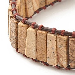 Bracelet en perles rectangle de jaspe naturel&nbsp;BJEW-JB08198-04