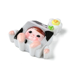 Мультяшный мальчик из непрозрачной смолы декодирует кабошоны&nbsp;RESI-C045-03B