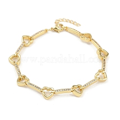 Латунные браслеты-цепочки с микропаве из прозрачных кубических цирконий для женщин BJEW-F504-10G