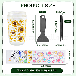 8 шт. 8 стиля УФ-наклейка с изображением цветка и бабочки для стеклянного стакана DIY-CN0003-01B