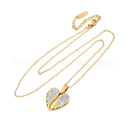 304 нержавеющая сталь полимерная глина стразы крылья открывающиеся подвески ожерелья для женщин NJEW-Z065-14G-03