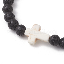 Эластичные браслеты из натуральных бусин из лавы для женщин&nbsp;BJEW-JB13268