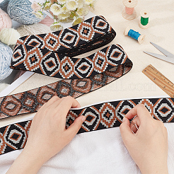 5 mètre de cordon/bande élastique plate en polyester brodée de style ethnique&nbsp;SRIB-FG0001-11A