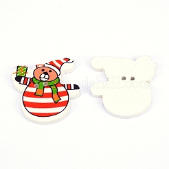 Boutons en bois imprimé avec 2 trou&nbsp;WOOD-WH0104-02