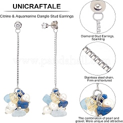 1 пара серег-гвоздиков с подвесками из натуральных смешанных драгоценных камней EJEW-UN0002-26