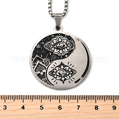 Женские кулоны с подвеской в виде глаза лотоса Инь-Ян из нержавеющей стали 201 NJEW-M105-07B-P