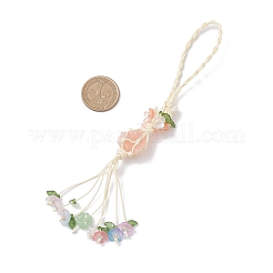Colgante con bolsa de red de piedras preciosas naturales en forma de pepitas&nbsp;HJEW-JM04260-03