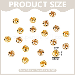 24 шт. двухцветные латунные бусины в форме узелков&nbsp;KK-GA0002-40