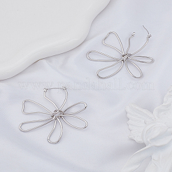 1 пара серег-колец из сплава с цветком для женщин&nbsp;EJEW-LP0004-78P