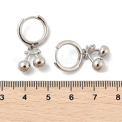 Латунные серьги-кольца с вишней&nbsp;EJEW-M077-19P-02