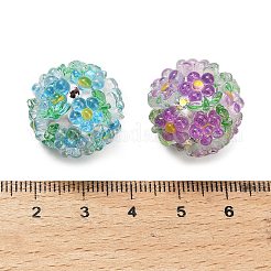 Цветок с круглыми бусинами из полимерной глины со стразами RESI-Z045-08